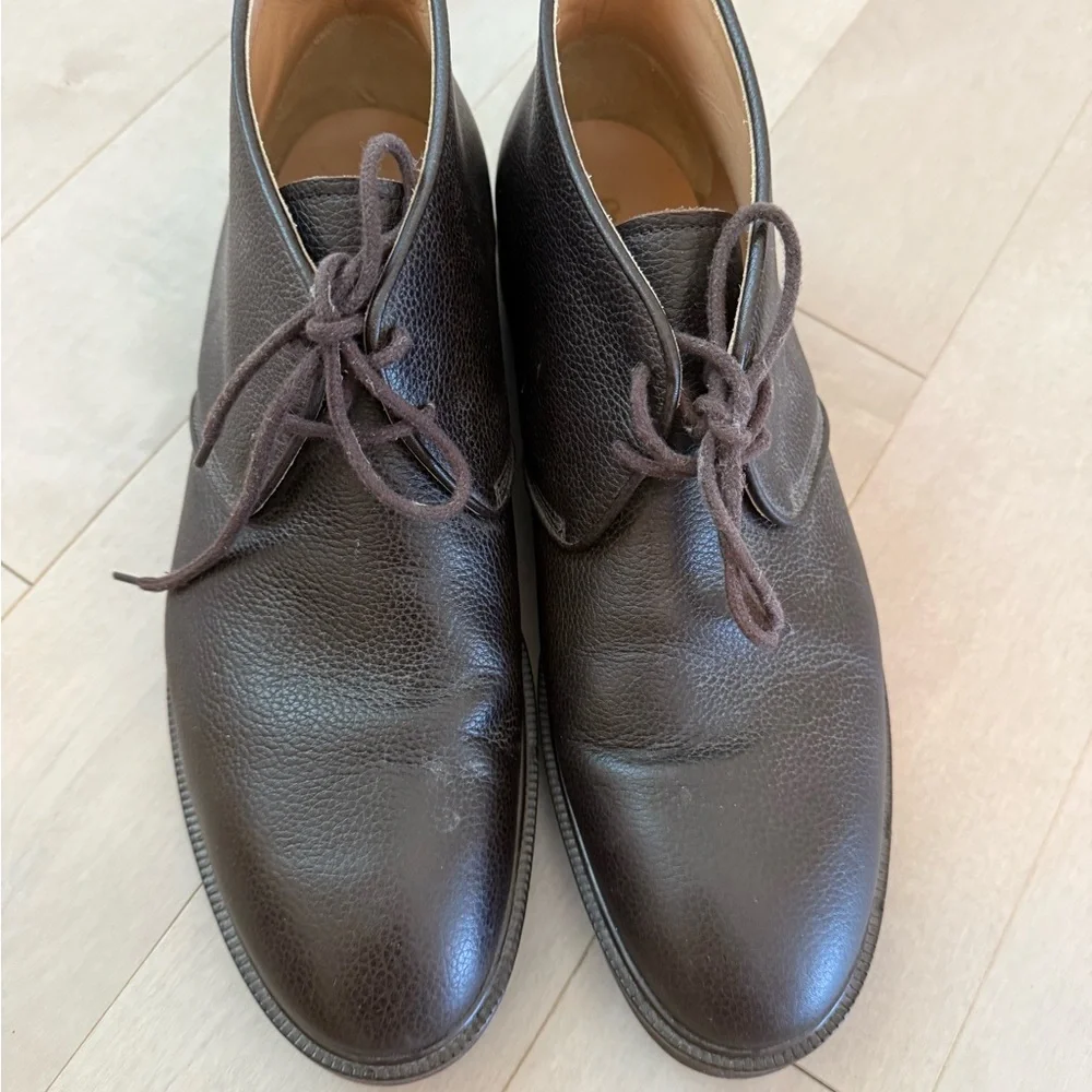 Paul Stuart Dark Brown Pebbled Leather Chukka Boots